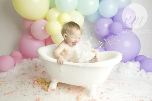 Bonnie’s rainbow cake smash session | Plymouth birthday photos